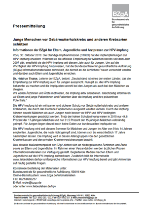 Vorschaubild zur Pressemitteilung mit dem Thema Junge Menschen vor Gebärmutterhalskrebs und anderen Krebsarten schützen