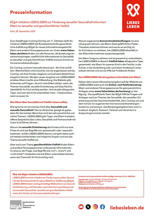 Schutz vor Konversionsbehandlungen LIEBESLEBEN